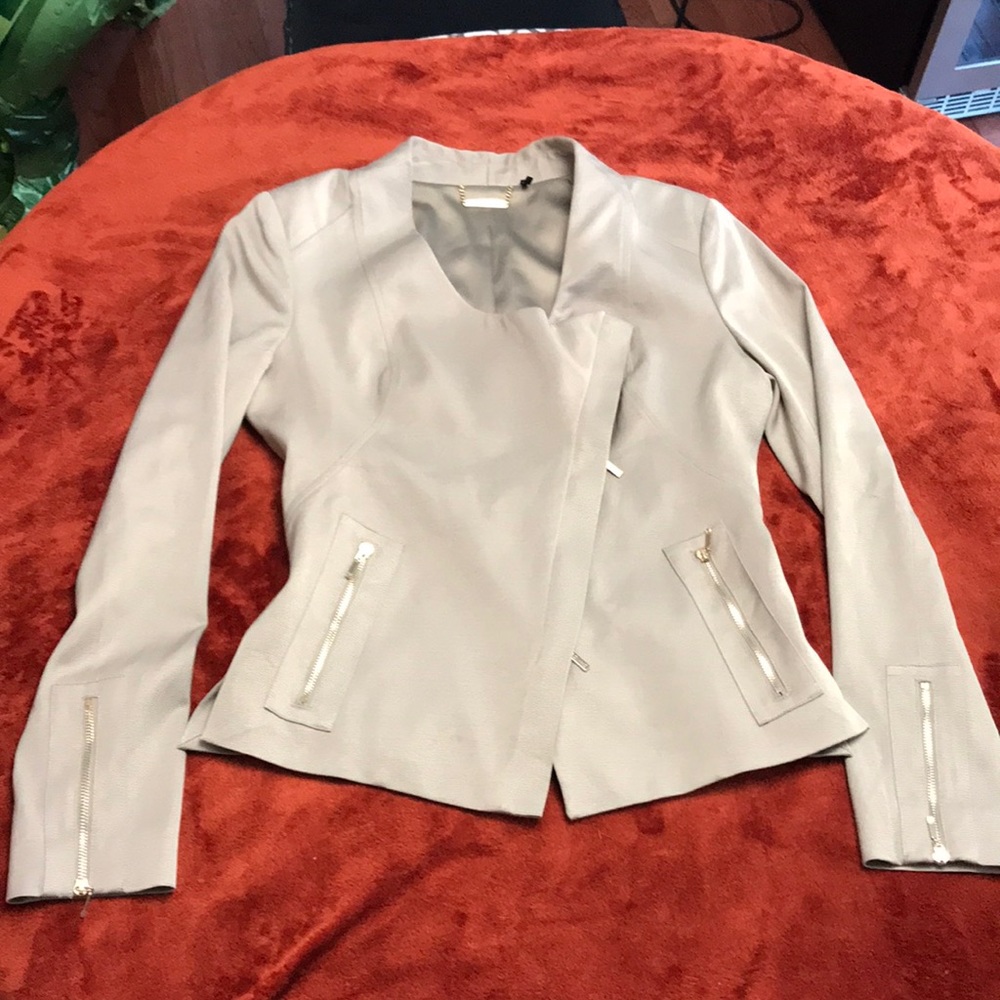 Taupe Marciano Diagonal Zip Blazer